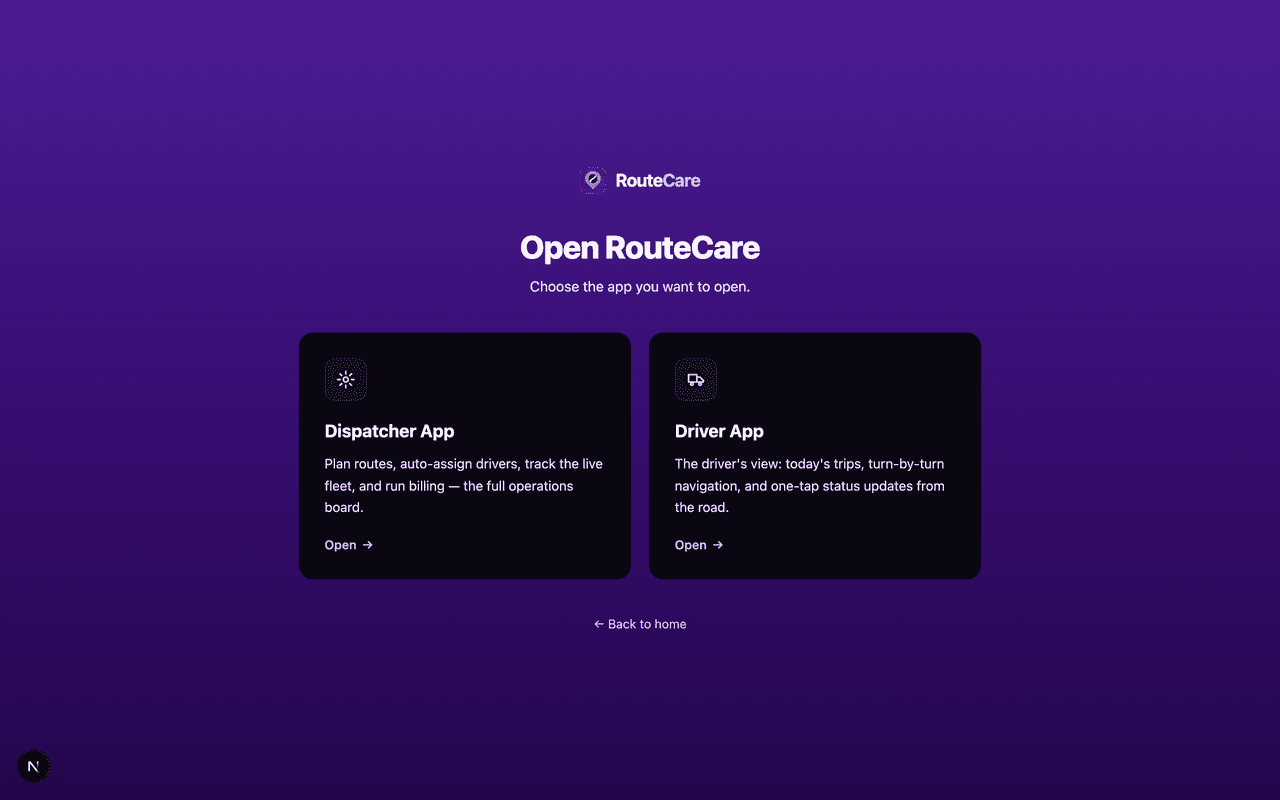 Choose Dispatcher or Driver app