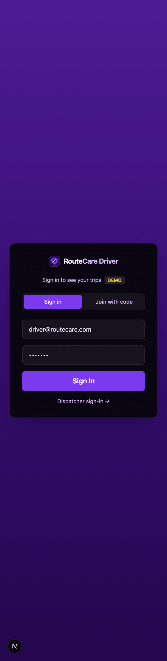 Driver sign in